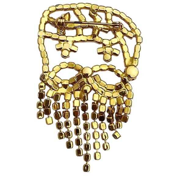 Red Clear Rhinestone Santa Brooch Dangle Beard Pin - Picture 5 of 7
